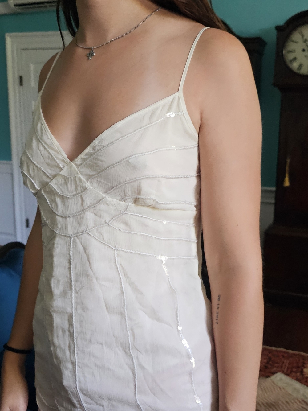 Ivory Sequin-Accent Tank